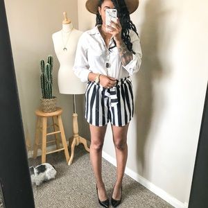 Shorts - Black + White Striped Shorts Shorts - Black + White Striped Shorts